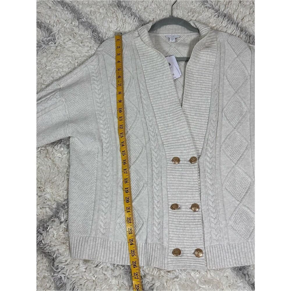 J. Jill Cream Cable-Knit Shawl Collar Cardigan - Picture 9 of 12